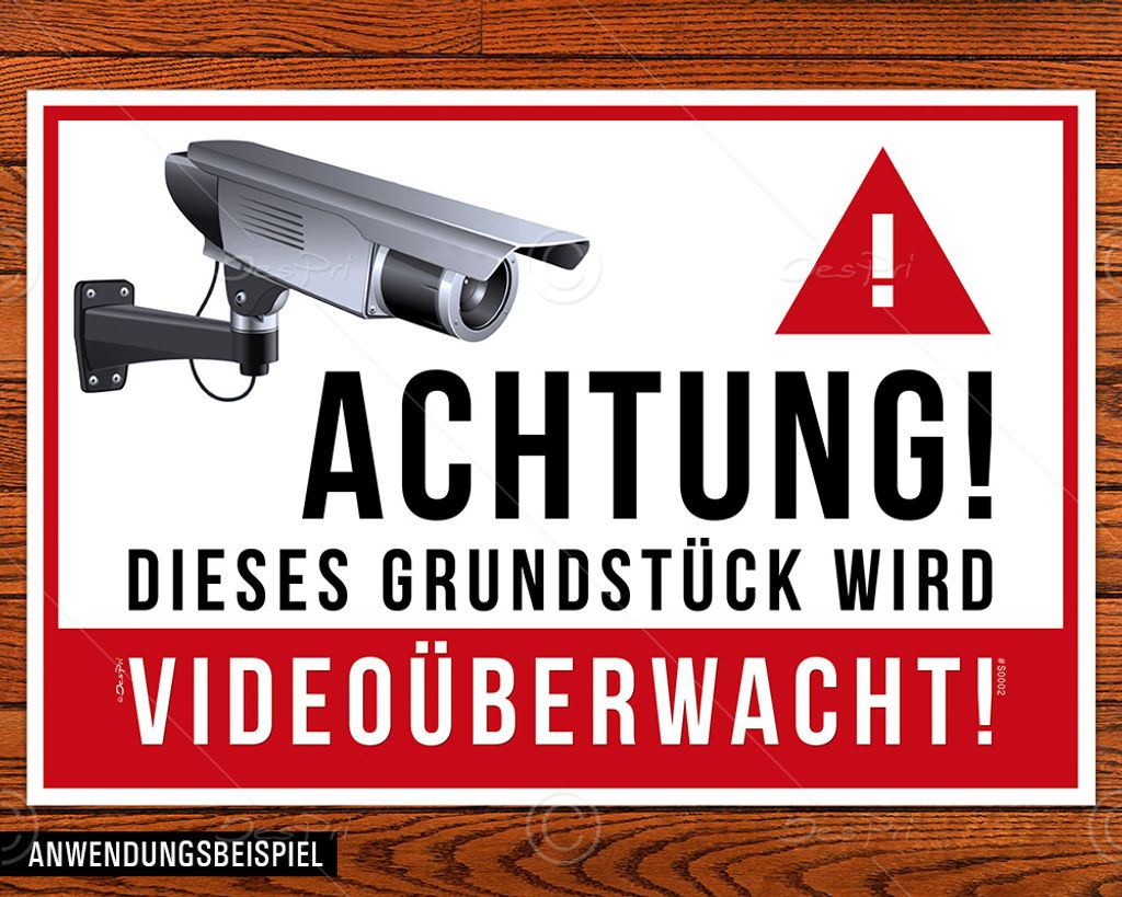 Rottweiler-Hund-Alu-Edelstahl-Optik-15 x 10 cm-Video-Überwacht-Schild-Warnschild 