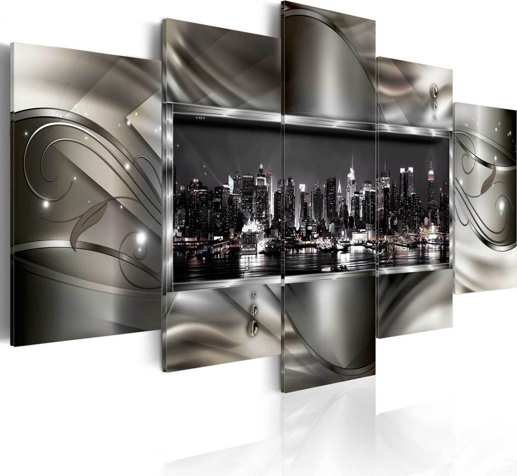 Modernes Wandbild c-A-0069-b-p (150x75) - 5 Teilig Bilder Fotografie auf Vlies Leinwand Foto Bild Dekoration Wand Bilder Kunstdruck ABSTRAKT NEW YO...