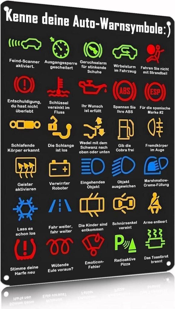 Kenne deine Auto-Warnsymbole: Schild 20x30cm für Produktbild 