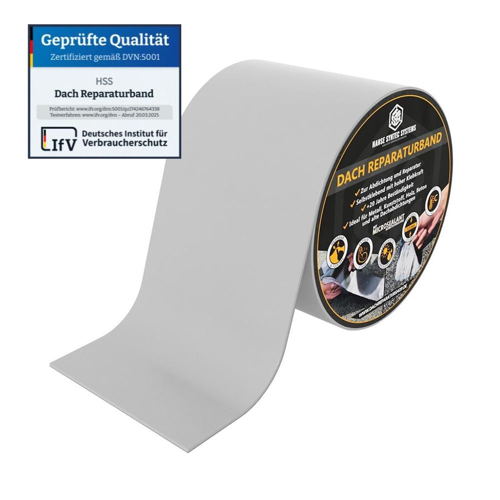 Dach Reparaturband DIY selbstklebend MicroSealant – Dichtband für Dach, Wohnwagen, Dachrinne & Leck Reparatur, sofort wasserdicht, Grau 5m x 30cm