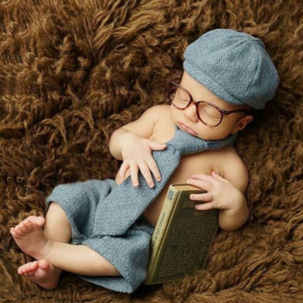 Neugeborene Baby Knit Strick Fotoshooting Gelehrte Kostüm Mütze Höschen Krawatte 