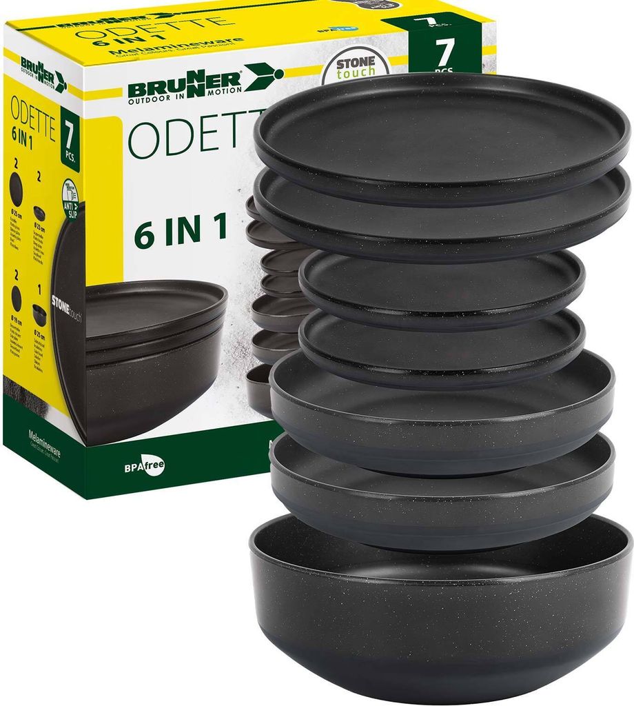 BRUNNER Camping Geschirr Set 4 Personen | Anti-Slip | 6in1 Produktbild 