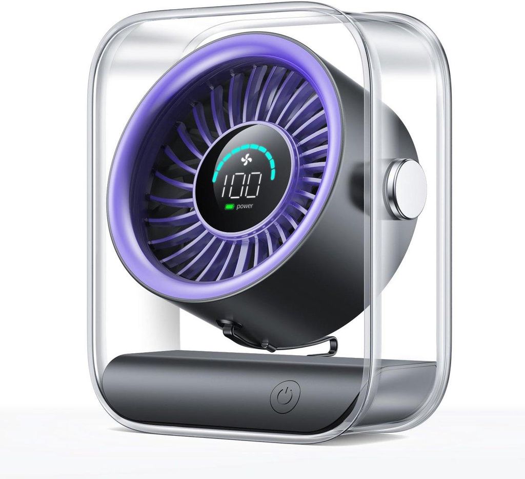 USB Tischventilator leise – Kabellos & aufladbar, 100 Stufen, Lila