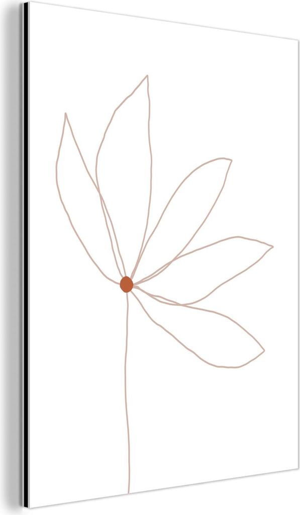 MuchoWow Wanddekoration Metall Metallbild Wandkunst 30x40 cm Minimalismus - Blumen - Linienkunst MuchoWow Aluminium Gemälde - Bilder