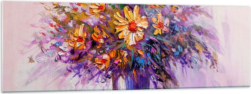 Bilder auf glas - Blumen Vase - 160x50cm - Glasbilder - Wandbilder - Bilder - Kunstdruck - zum Aufhängen bereit - Wanddekoration aus Glas - Glas B...