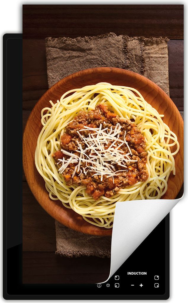 DarHaus Herdabdeckplatte 1 teilig 30x52 cm Anti Rutsch Matte Aufrollbar, spaghetti - Holz