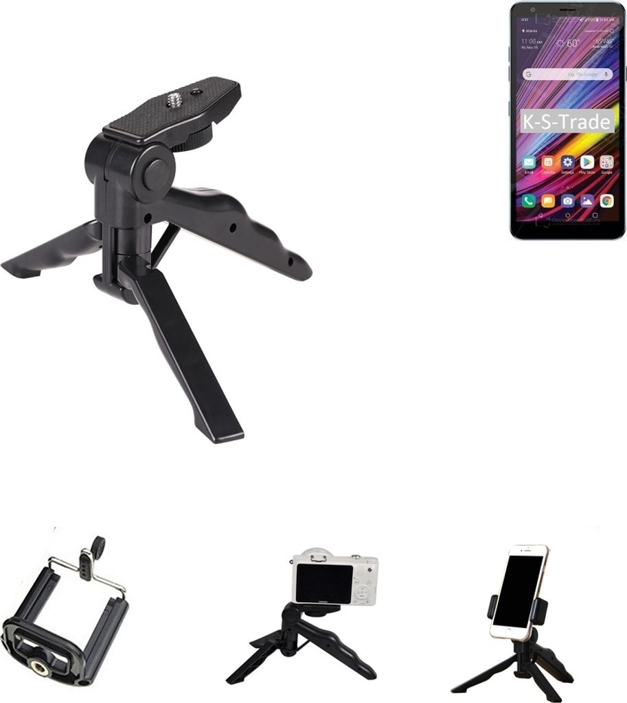 K-S-Trade Stativ Tisch-Ständer Dreibein Handy-Stativ Ständer kompatibel mit LG Electronics Neon Plus Mini-Stativ Smartphone Tripod Handy-Stativ aus