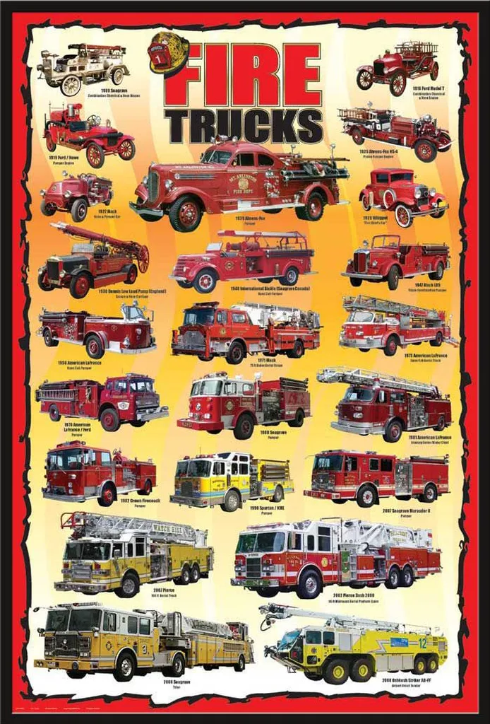 Affiche Pompiers avec Cadre Noir Shinsuke et Vitre Acrylique Durable