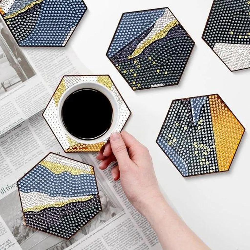Sous-verres en Acier pour Peinture Diamant - Set de 7 Hexagones
