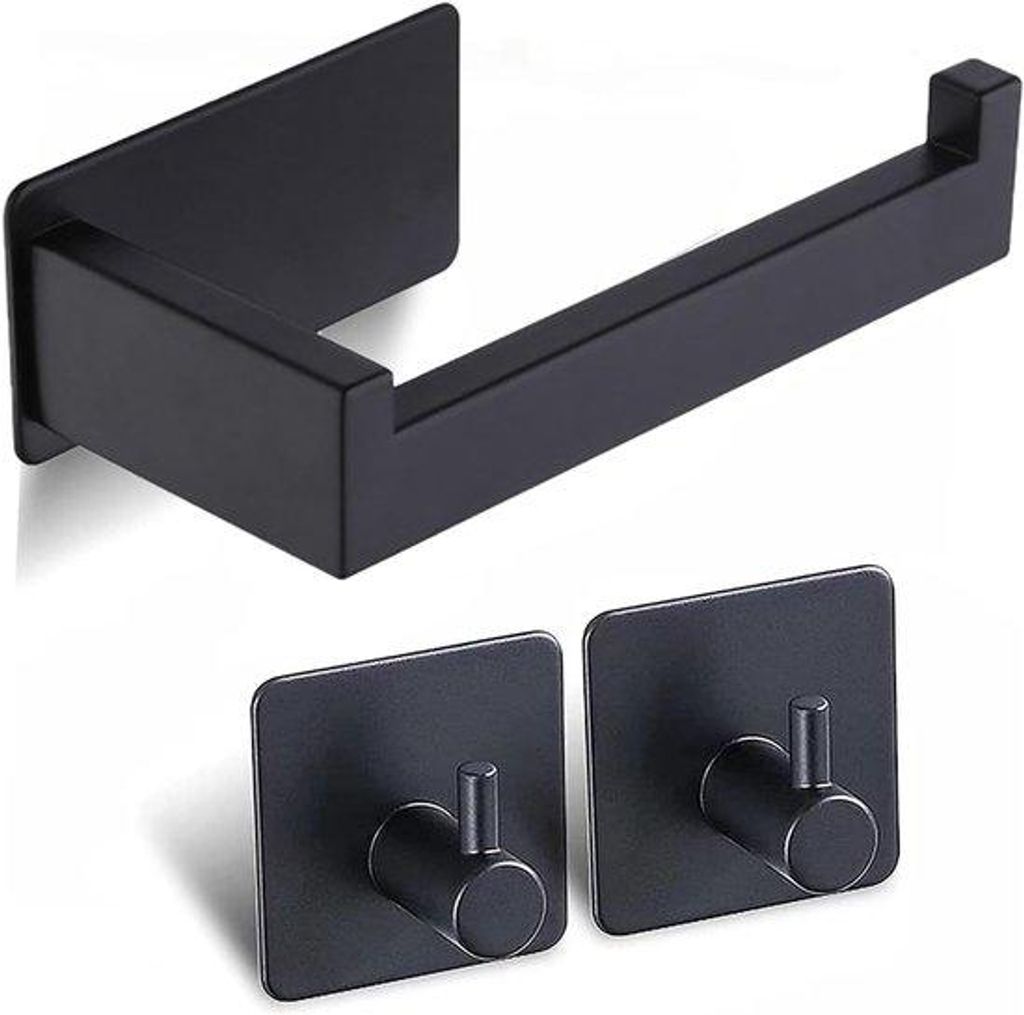Toilettenpapierhalter Aluminium schwarz mit Ablage