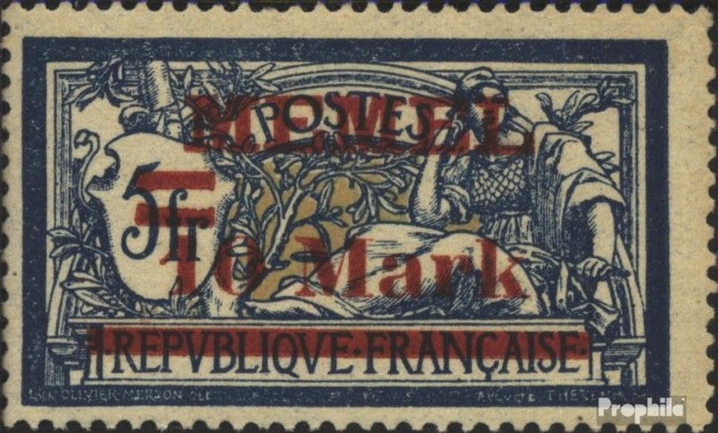 Briefmarken Memelgebiet 1921 Mi 38a I, weiter Abstand zwischen Mark und Balken mit Falz Aufdruckausgabe
