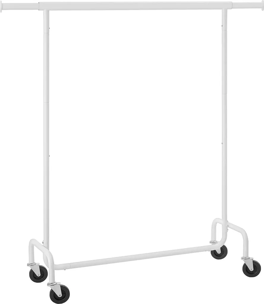 Mobile Appendiabiti Bianco su Ruote - Barra Telescopica 110-150 cm