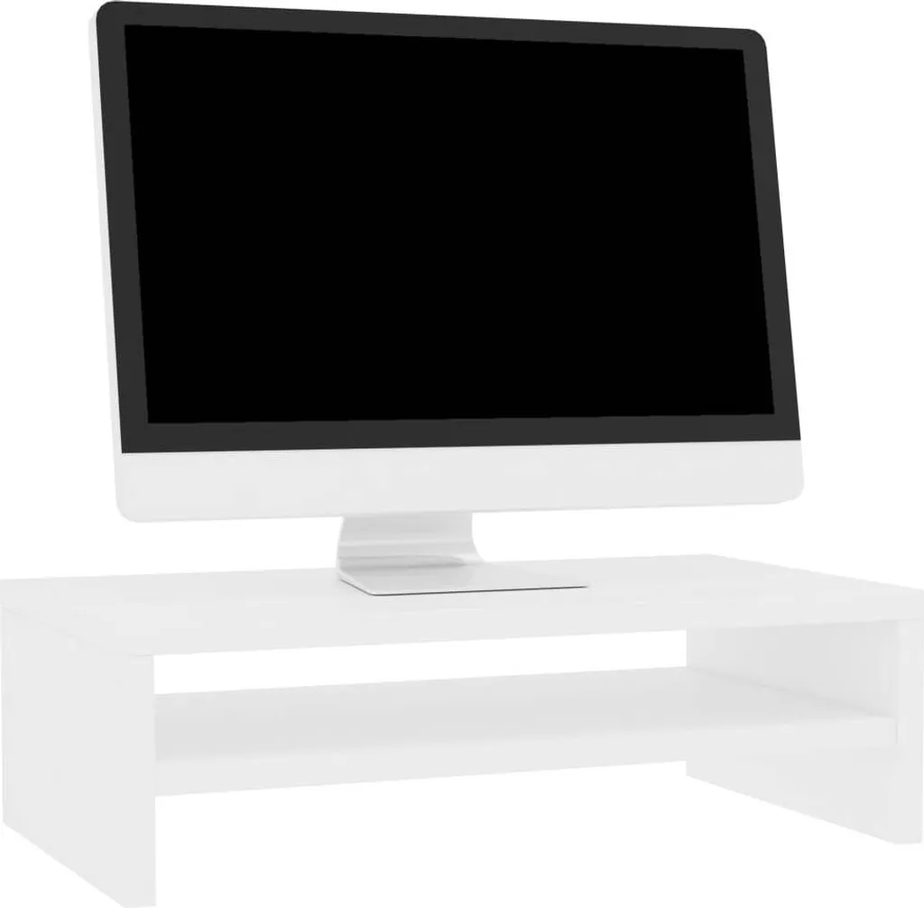 Support Moniteur Blanc pour Bureau Ergonomique - Meuble TV 42x24 cm