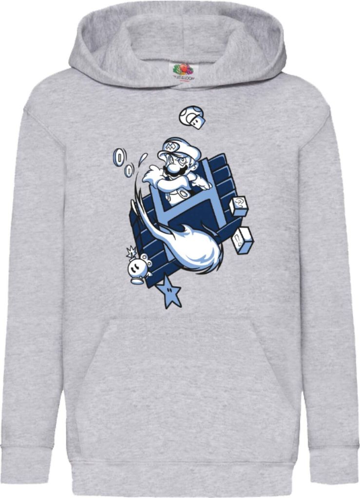Kinder Kapuzenpullover Japan Manga Comics Anime Game Mario Fun Fire ball Var-006 Game Mario Fun Fireball, 5-6 Jahr - 116 / Grau
