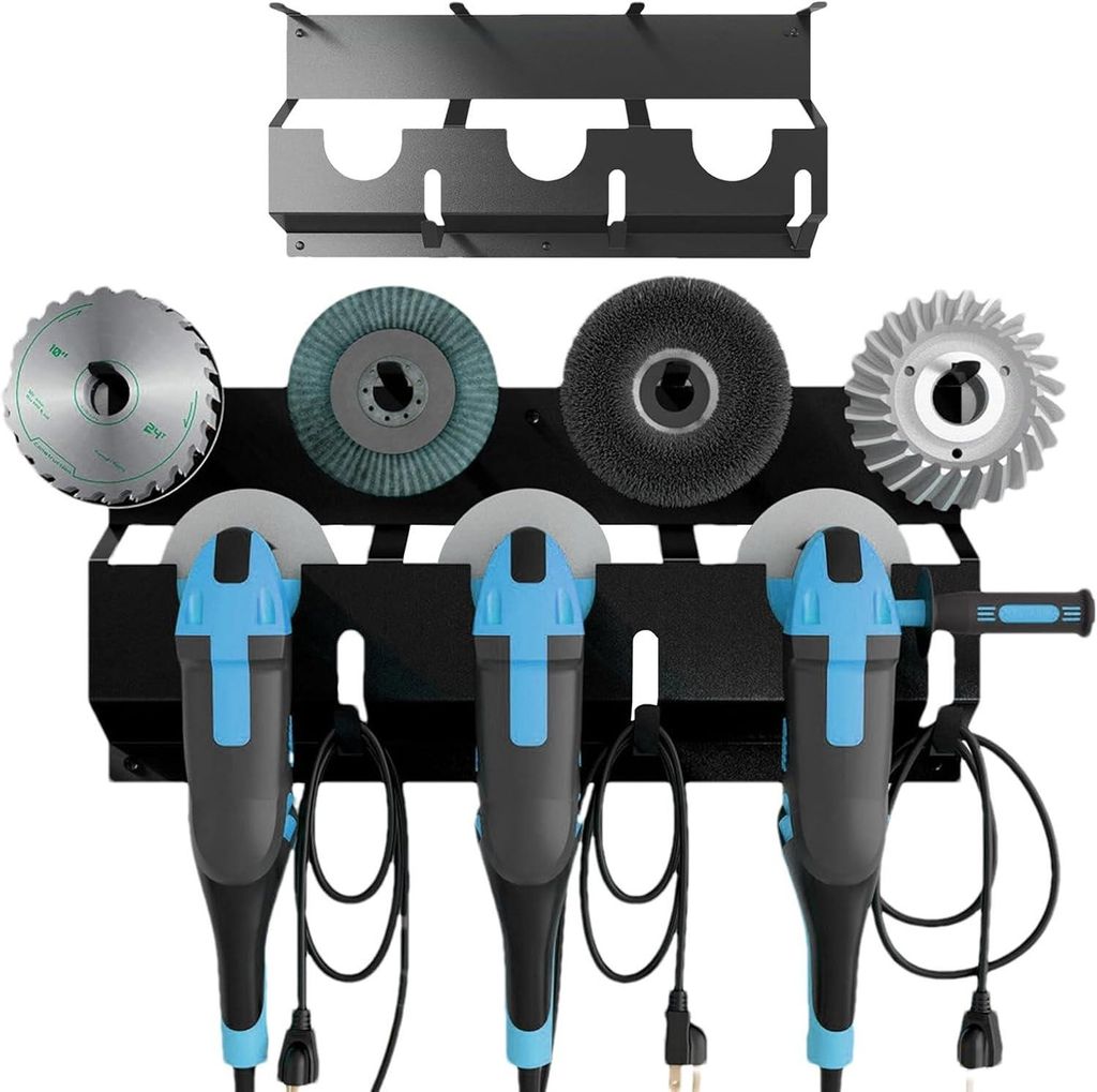 Winkelschleifer-Rack, 3 Bay Winkelschleifer Halter, Garage Wandhalterung für Winkelschleifer, Fräser, Polierer, Schraubendreher