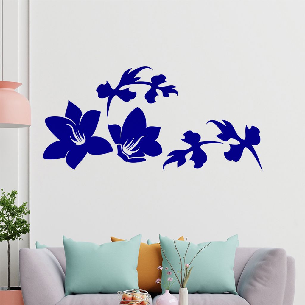Blume - Linien Wandtattoo in 6 Größen - Wandaufkleber Wall Sticker - Dekoration, Küche, Wohnzimmer, Schlafzimmer, Badezimmer