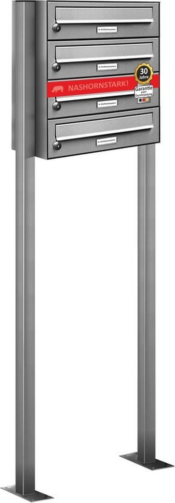 4er Edelstahl Stand Briefkasten Anlage Freistehend
