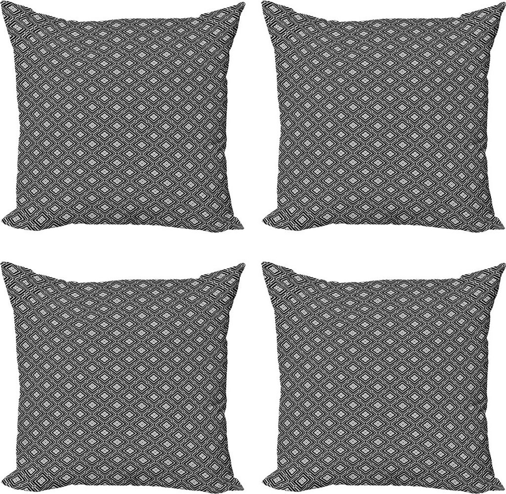 ABAKUHAUS geometrische Rhombus Kissenbezug Set (4 Stück), Retro Quadrat-Linie, Moderner Doppelseitiger Digitaldruck, 40 cm x 40 cm, Charcoal Grau ...