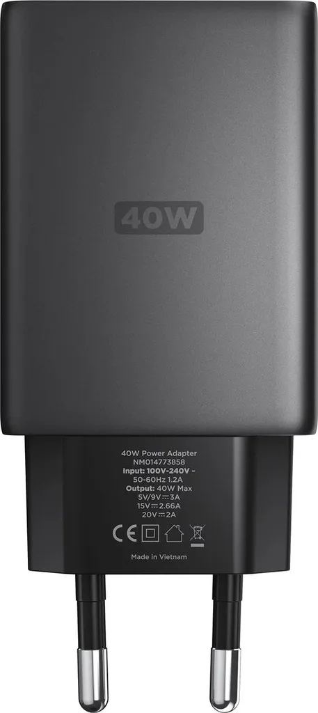 Chargeur Mural Plat USB-C 40W - Nomad Slim pour Prises Derrière les Meubles
