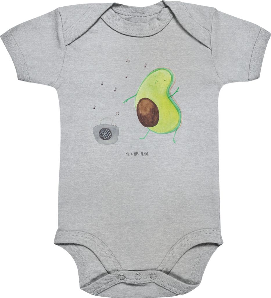Mr. & Mrs. Panda Strampler Baby Avocado Tanzen 1. - 3. Monat - Heather Grey - Geschenk, Babystrampler, Party, babykleidung body, Babybody, Singen, ...