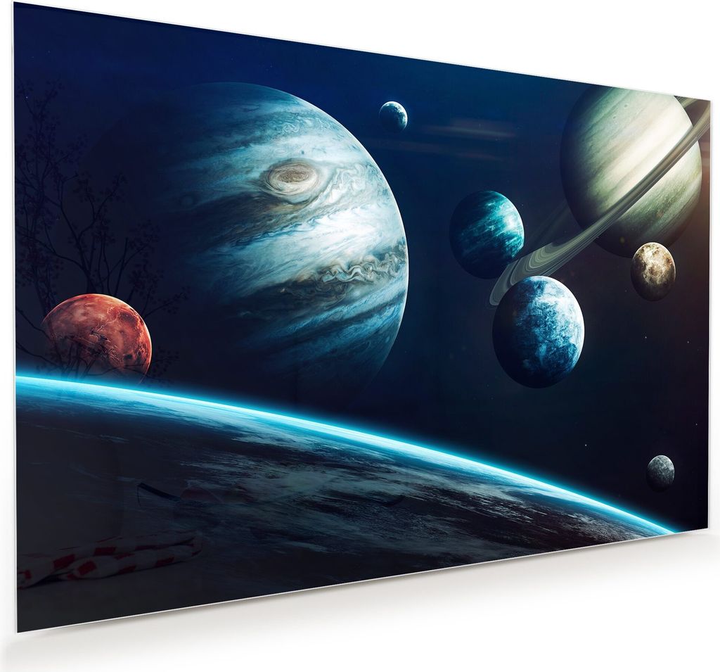 Glasbild Wandbild Planeten des Sonnensystems 75x50cm in XXL für Wohnzimmer, Schlafzimmer, Badezimmer, Flur