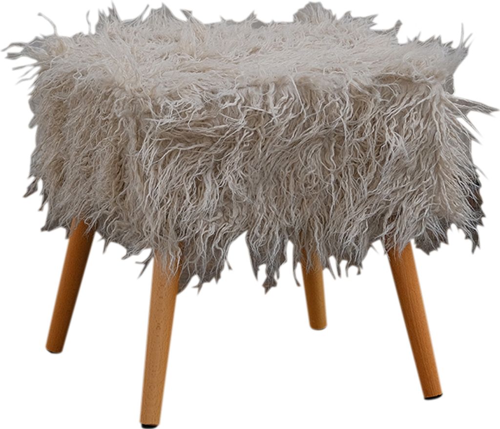 KAWOLA Hocker Fell FYNN Flokati Fellhocker grau Produktbild 