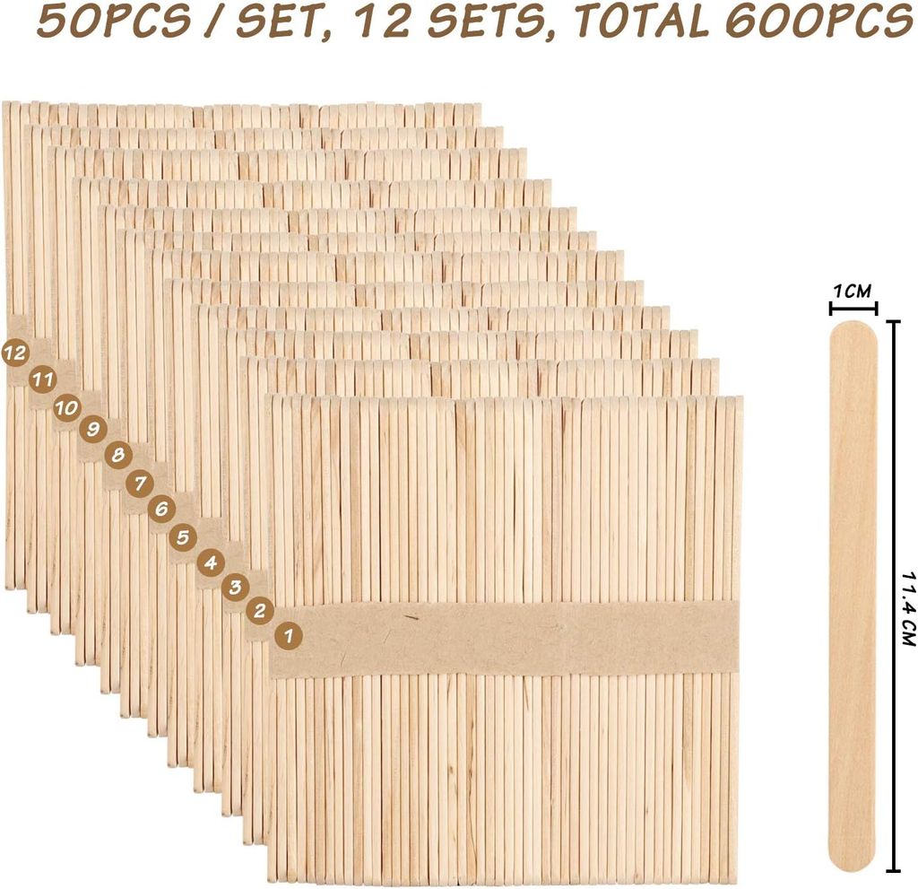 600 Stück Eisstiele aus Holz, Holzspatel