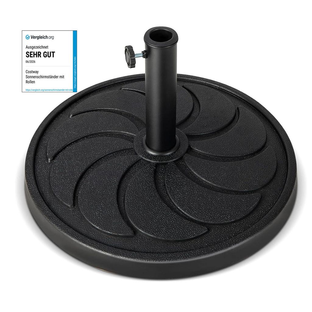 COSTWAY Sonnenschirmständer 18 kg, runder Schirmständer für Schirmstangen von 38/48 mm, Ø54 cm Marktschirmständer Sonnenschirmfuß für Garten...