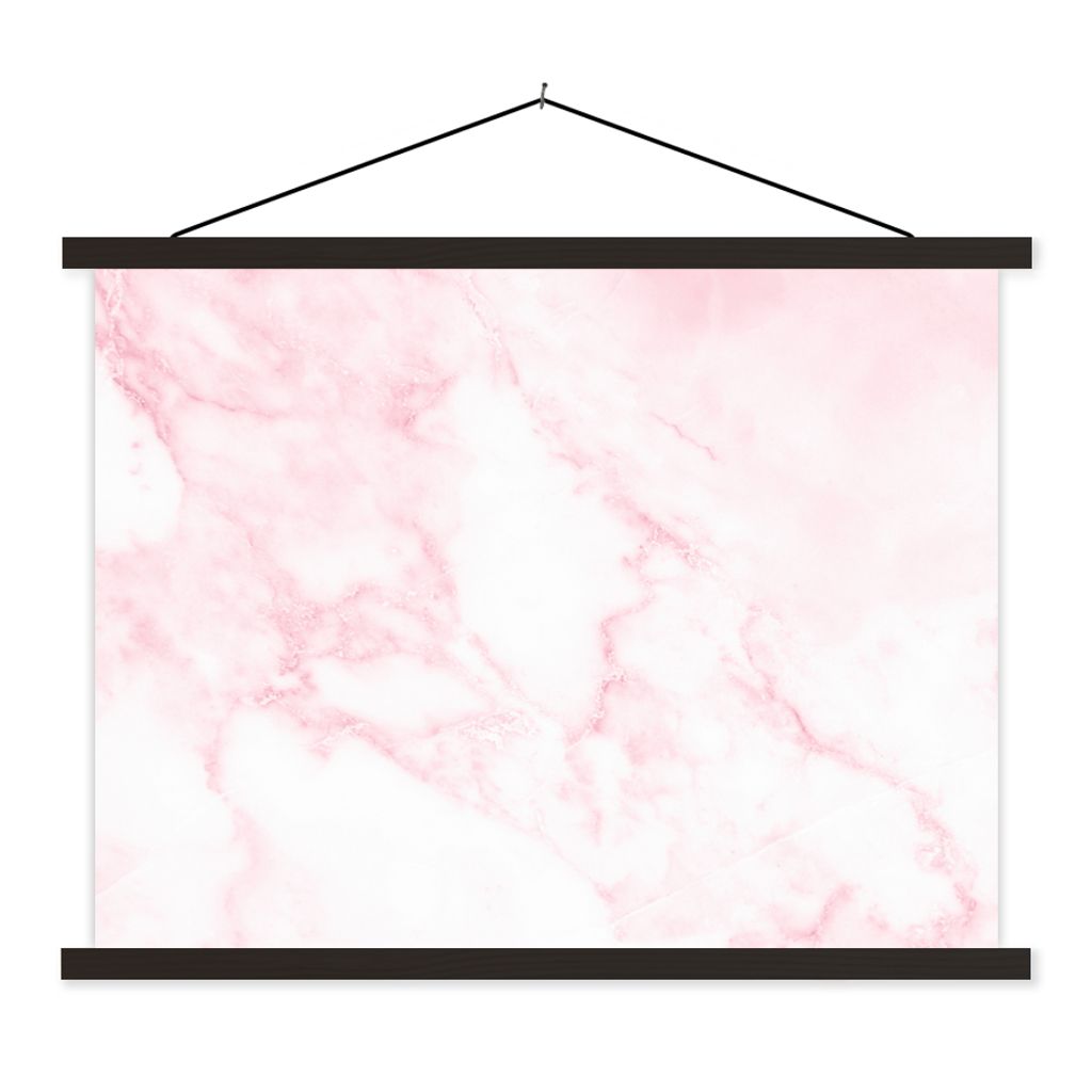 MuchoWow Textilposter Marmor - Weiß - Rosa - Chic - Marmoroptik 40x30 cm mit schwarzem Rahmen - Dekorationen