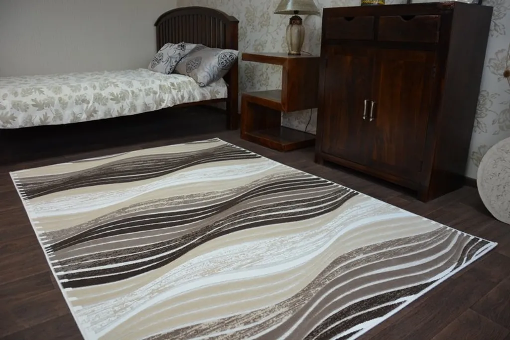Petit Tapis Décoratif YAZZ Marron et Beige pour Salon et Chambre - 3