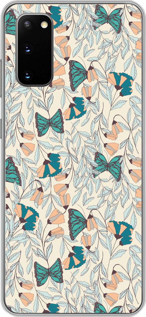 MuchoWow Handyhülle Schutzhülle Hülle für Telefoonhoesje Samsung Galaxy S20 Mädchen - Schmetterling - Blumen - Muster - Mädchen - Kinder - ...
