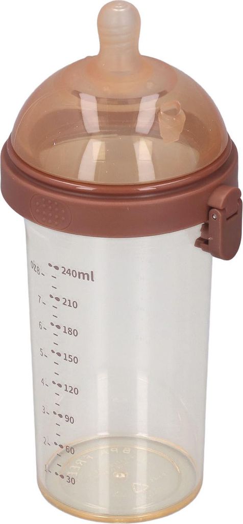Säuglingsnahrung, Muttermilchflasche, Anti-Kolik-Erstickungsgefahr, 240 ml, breite Öffnung, Klappdeckel, für Babys, Neugeborene, Braun, 1 rundes...