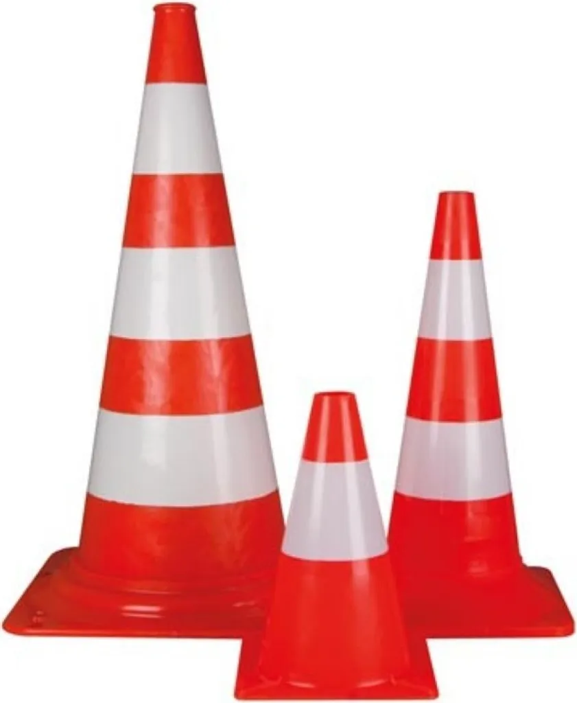 Cône de Chantier Rouge et Blanc 75 cm - Plot de Signalisation de Route