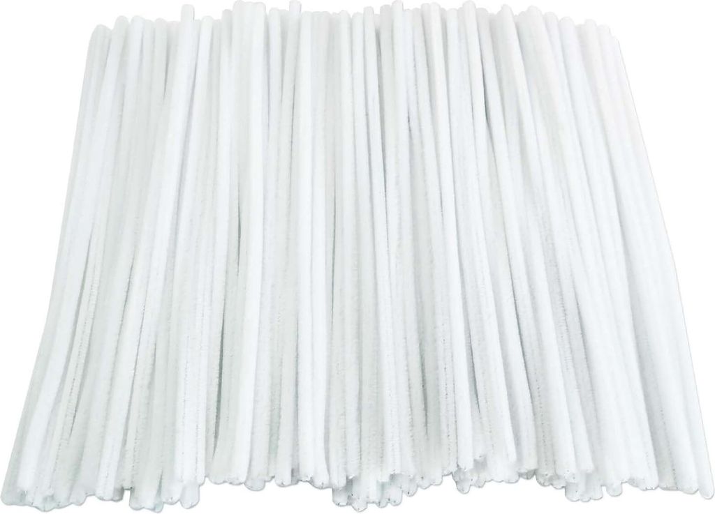 200 Stück Pfeifenreiniger Weiß 300x6mm, Pfeifenputzer zum Basteln Kreative DIY Weihnachtsbaum Blumen Tier Dekorationen