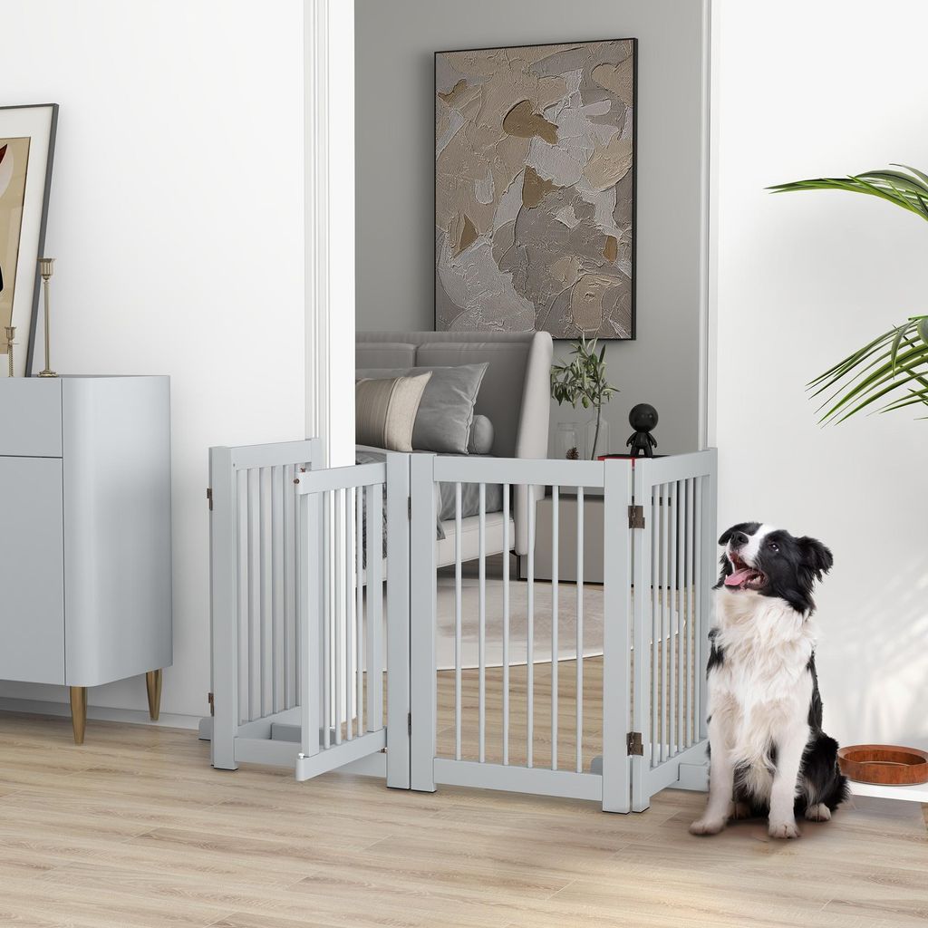 Bramka ochronna PawHut Dog Gate, wolnostojąca, z nóżkami, Zdjęcie produktu 