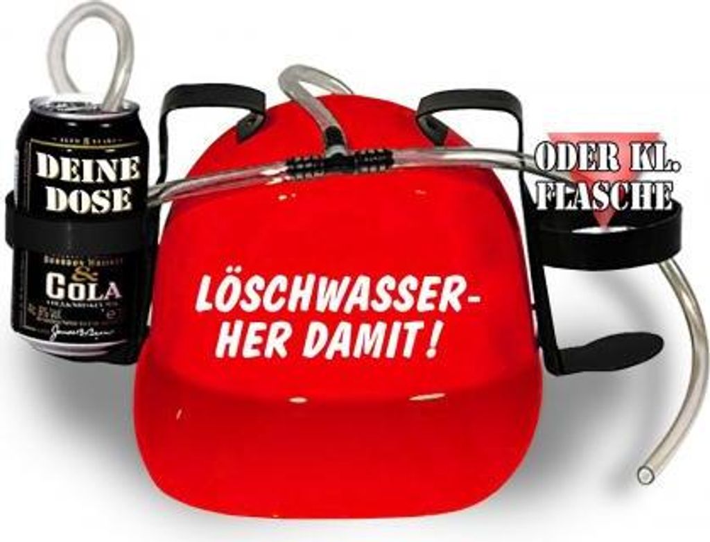 Trinkhelm Spaßhelm mit Printmotiv - Löschwasser her damit - 51646 Color - rot