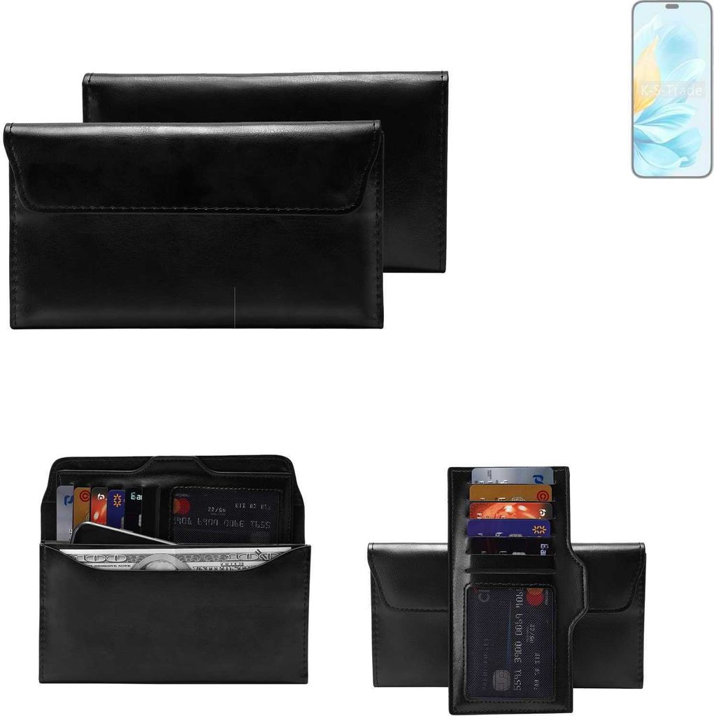 K-S-Trade Handy Hülle kompatibel mit Honor 200 Lite Schutz Hülle Tasche Schutz Case Handytasche Kunstleder schwarz, 1x