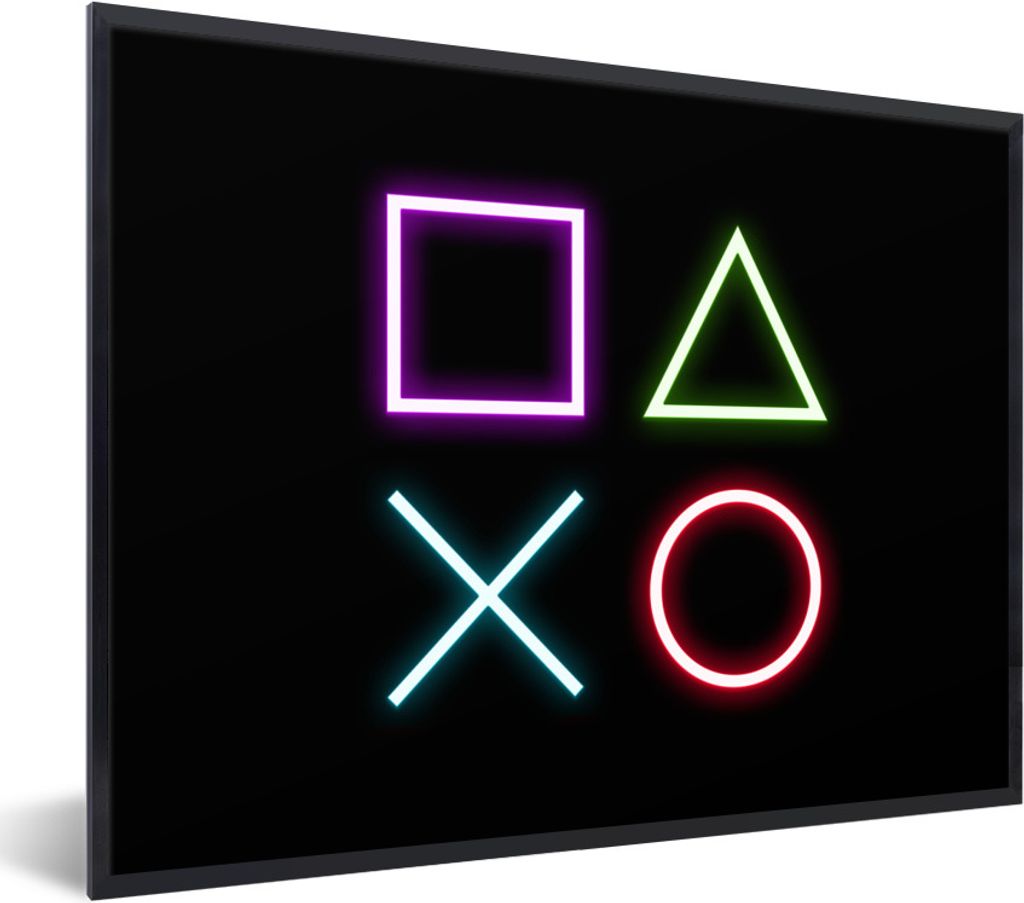 MuchoWow Gerahmtes Poster Gaming - Neon - Konsole - Schwarz - Controller - Gaming 40x30 cm - Poster mit Schwarzem Bilderrahmen Wandposter Rahmen ...