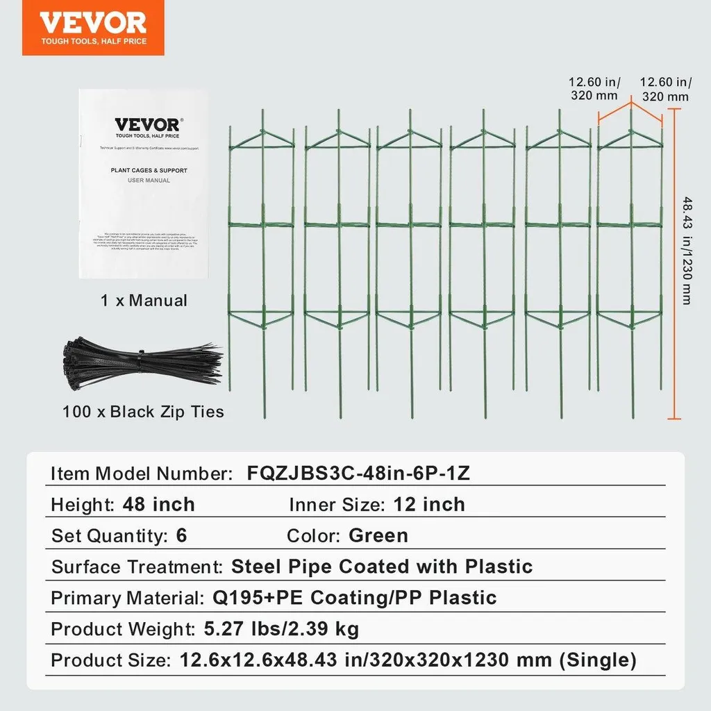 Supports pour Plants de Tomates 122 cm - Kit de 6 Tuteurs Verticaux XL - 7