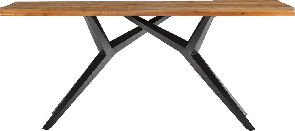 TPFLiving Tisch 160x90 cm Platte recyceltes Teak, Gestell Metall Platte natur, Gestell antikschwarz