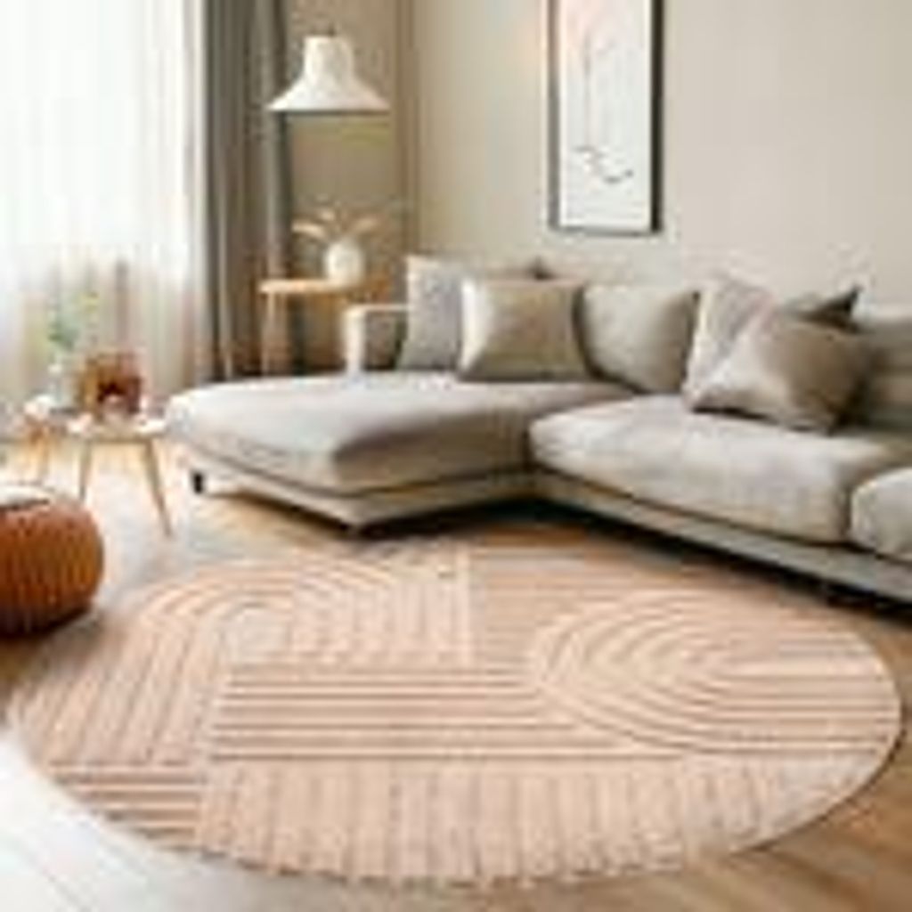 Carpettex Hochflor Teppich Wohnzimmer Schlafzimmer Flur Skandi Boho Teppich 3D Design Flauschig Weich, Größe: 160 cm Rund, Farbe: Rosa