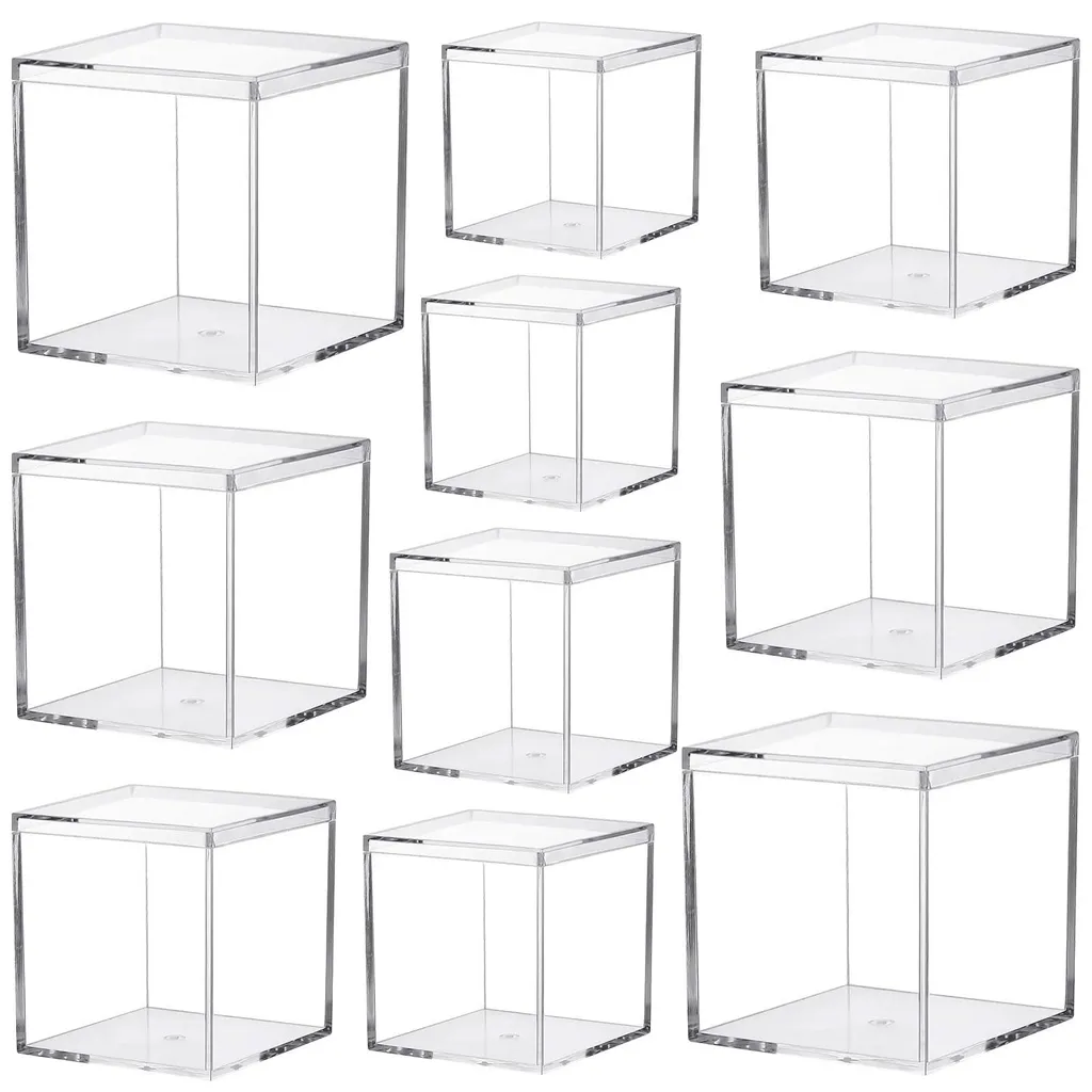 Boîte cadeau transparente pour bijoux avec 10 cases de rangement chic