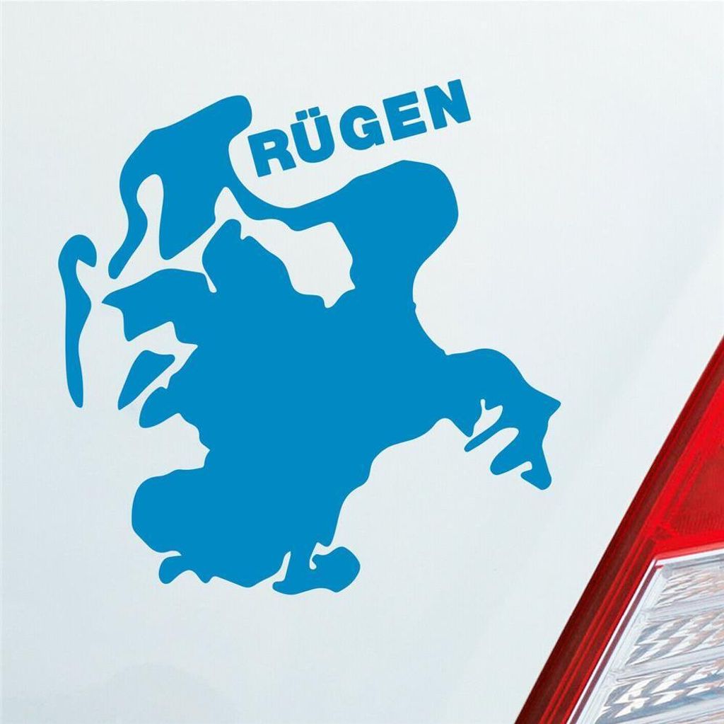 Auto Aufkleber Rügen Spaß Insel Deutschland Urlaub 10x9 cm Hellblau Sticker Heckscheibenaufkleber