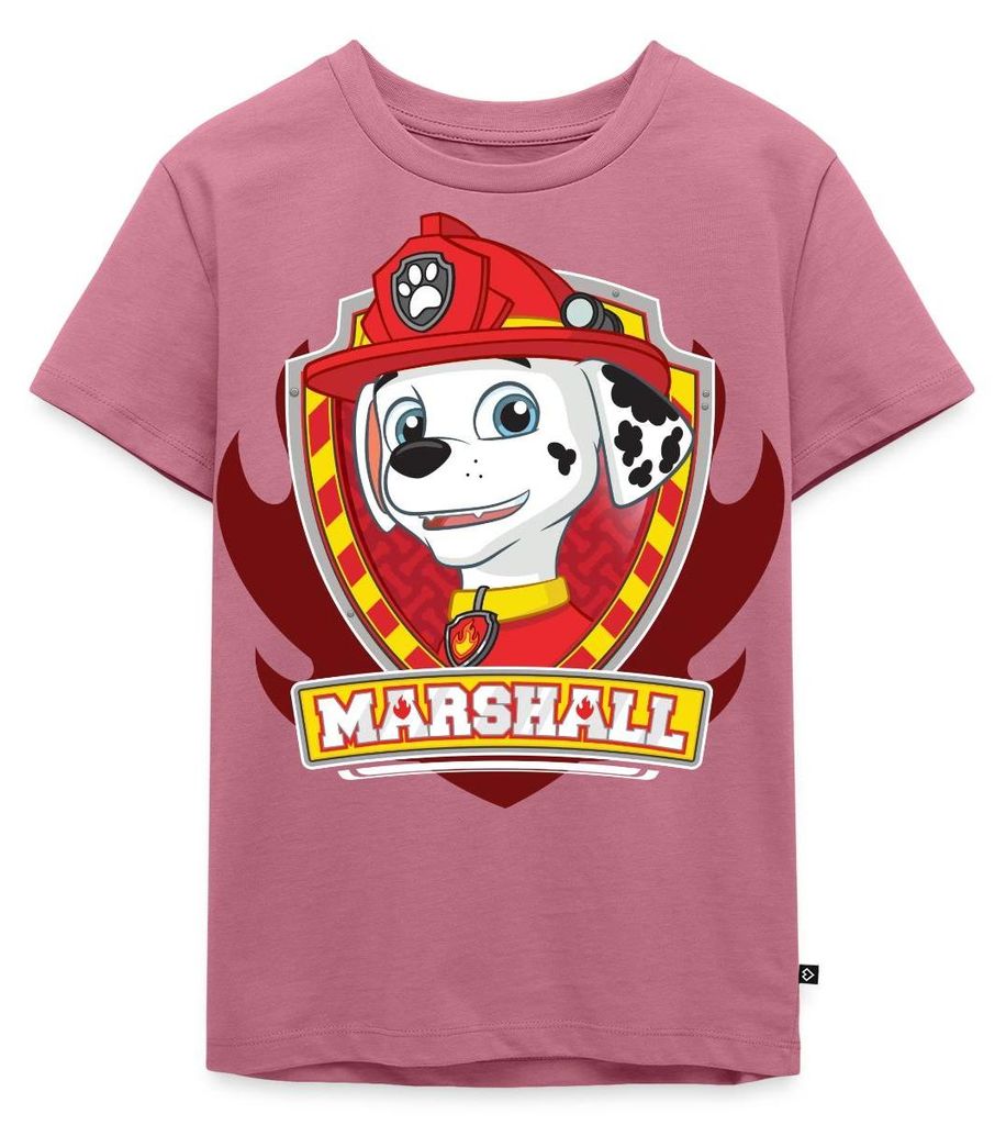 Spreadshirt Paw Patrol Marshall Feuerwehrhund Feuerwehr Emblem Kinder Premium T-Shirt, 110/116 (4 Jahre), Mauve