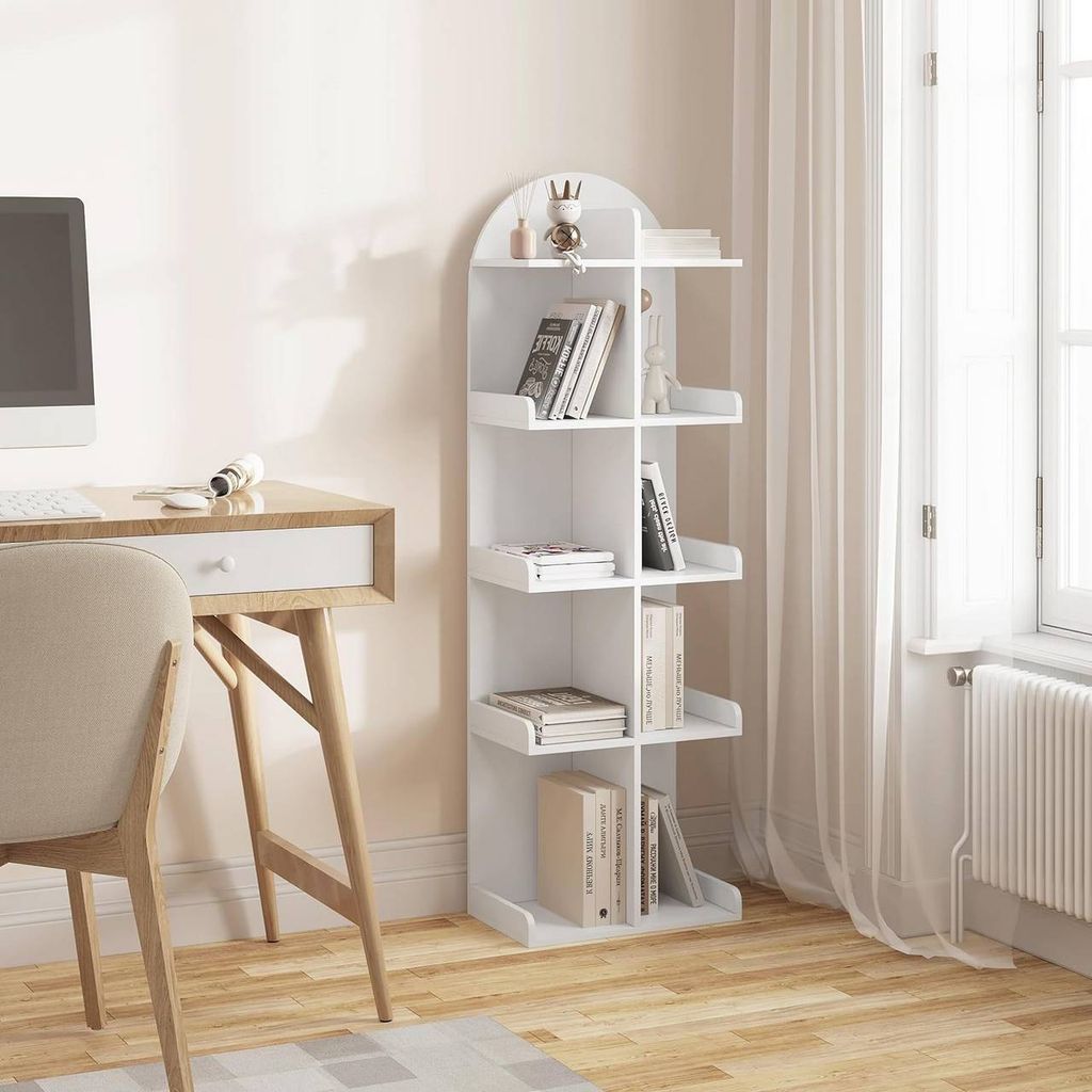 WOLTU Bücherregal Standregal, offenes Design, mit 10 Ablagen auf 5 Ebenen, Weiß