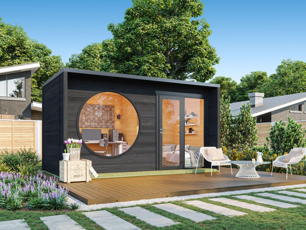 Fjordholz Gartenhaus Modell Office Box Größe M schwarz