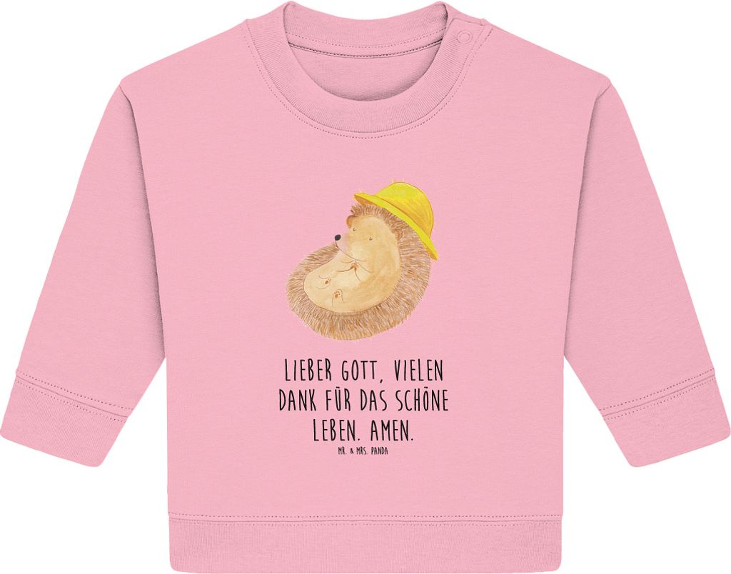Mr. & Mrs. Panda Organic Baby Pullover Igel Beten 24. - 36. Monat - Baumwolle Pink - Geschenk, Dankbar, Bullover, Dankbarkeit, Lustige Sprüche, Le...