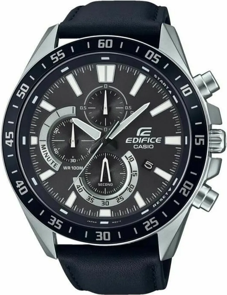 Montre Homme Casio Sport Chic Chrono Bracelet Cuir Noir EFV-620L