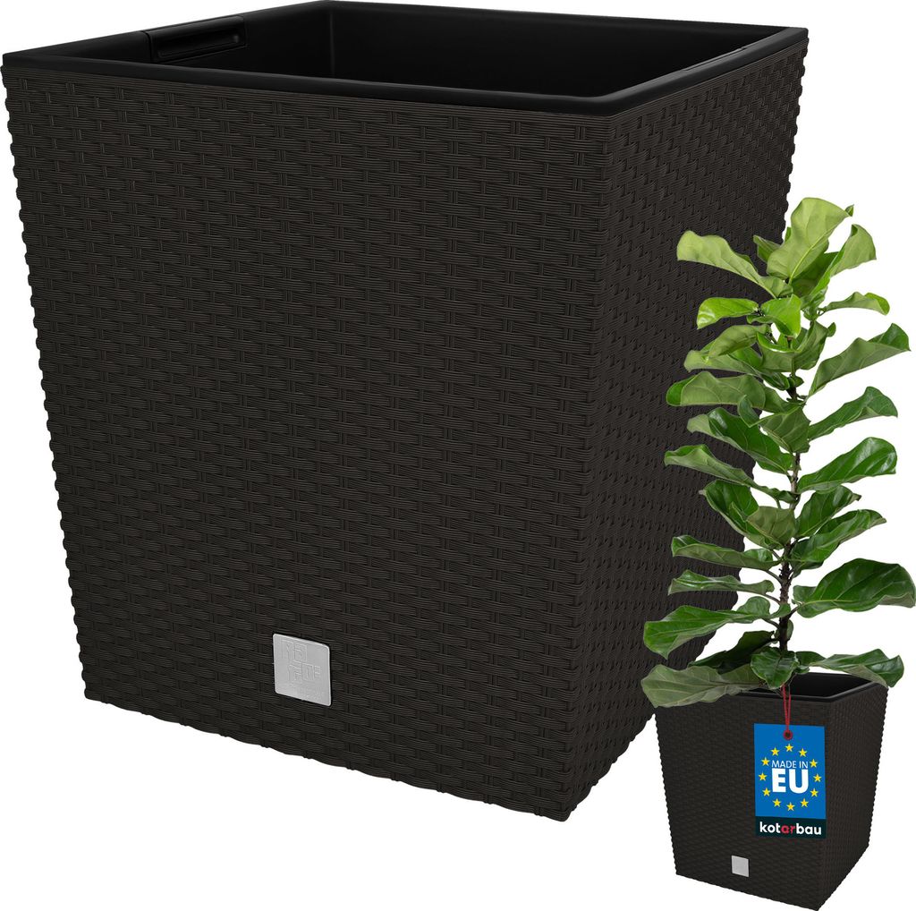 KOTARBAU Blumentopf 320 mm Übertopf mit Innentopf für Pflanzenzucht Umbra