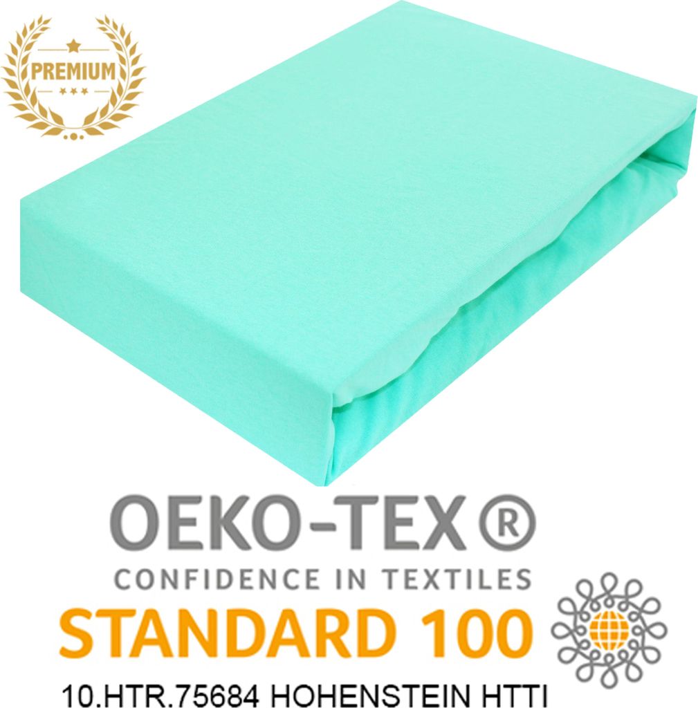 Spannbettlaken Jersey Bettlaken Betttuch Laken mit Gummizug 100% Baumwolle 80x200 cm TÜRKIS PREMIUM